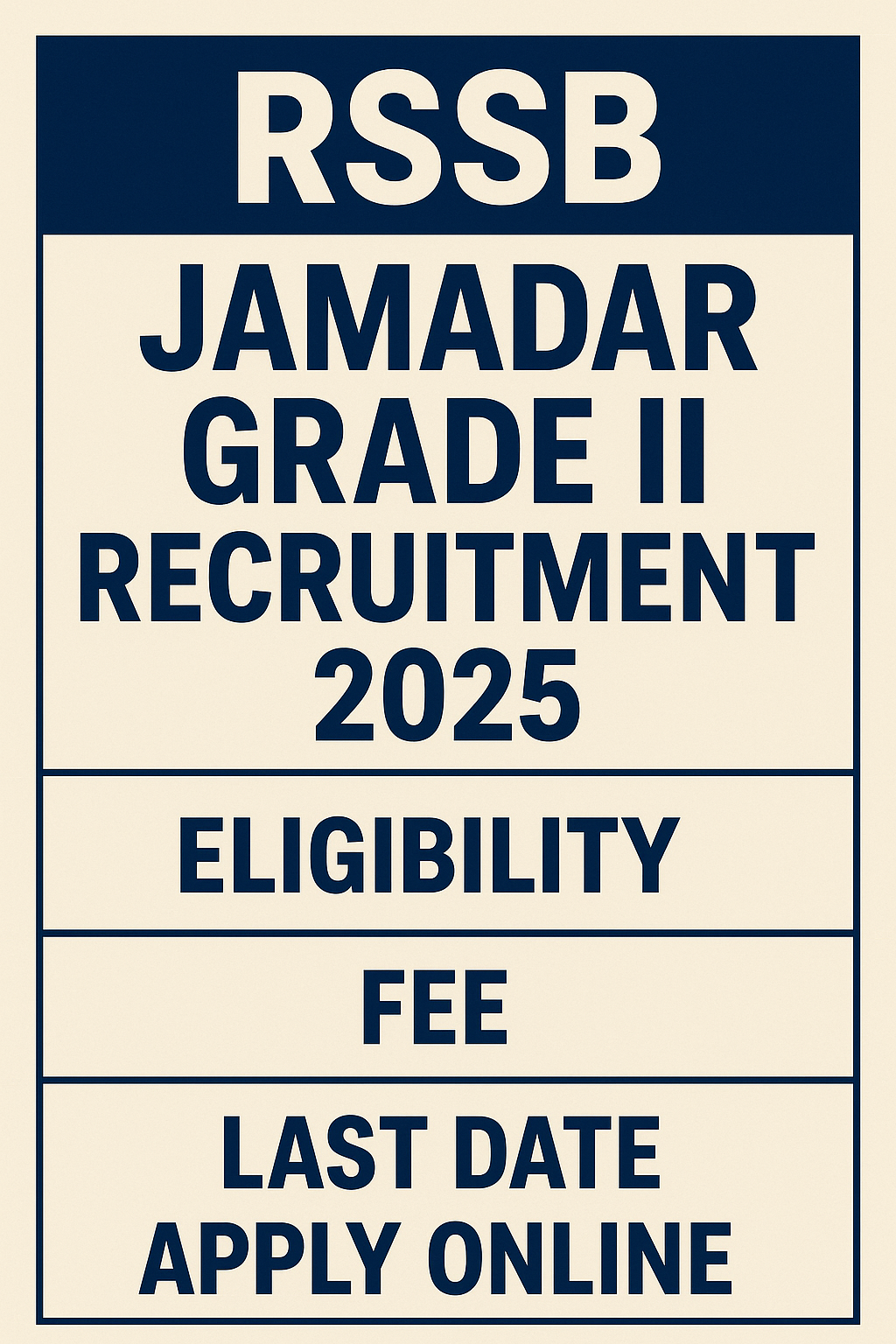 RSSB Jamadar Grade II Recruitment 2025