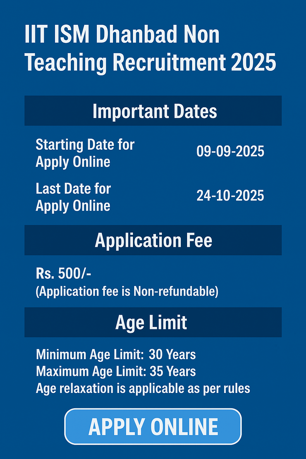 IIT ISM Dhanbad Non-Teaching Recruitment