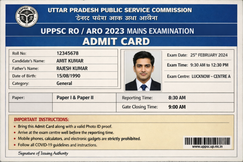 UPPSC RO ARO 2023 Mains Admit Card