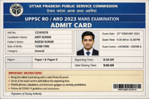 UPPSC RO ARO 2023 Mains Admit Card