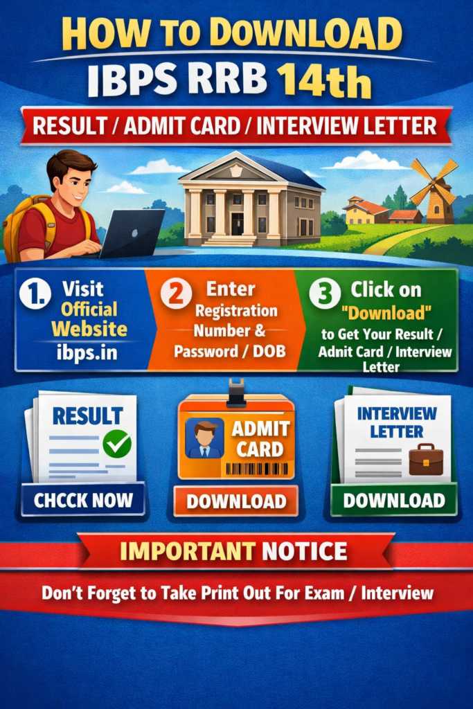 RRB 14th Prelims Result Mains Admit Card