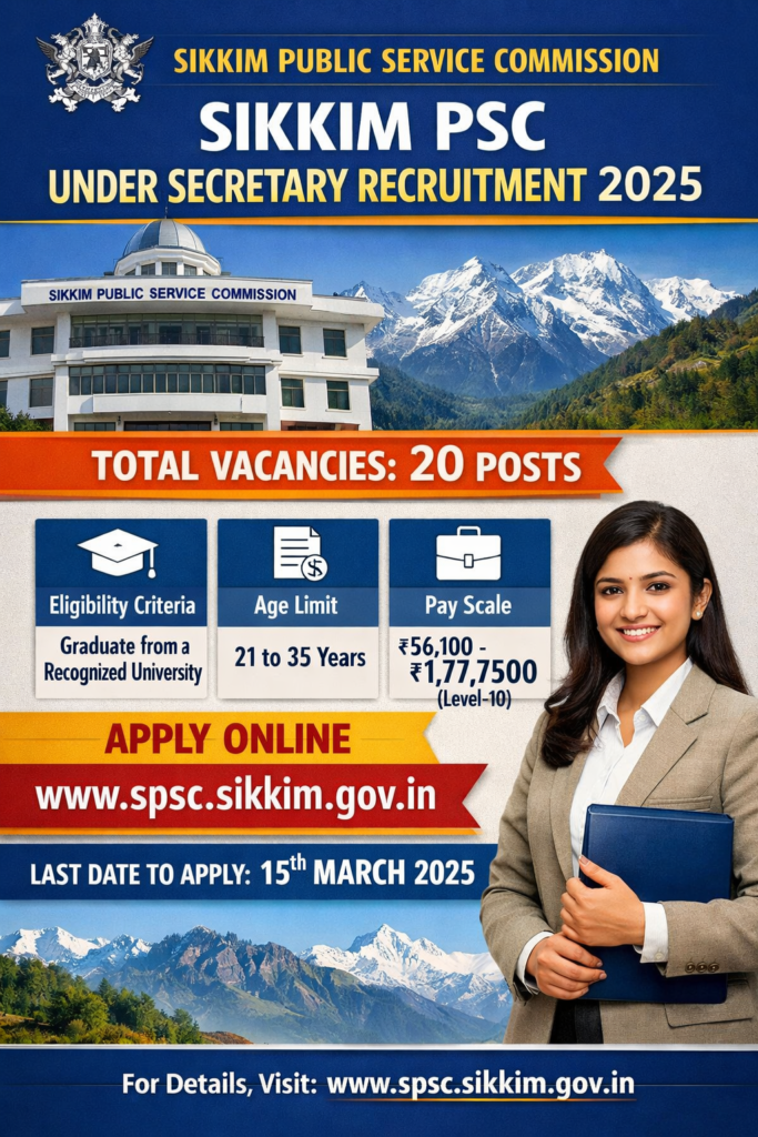 Sikkim PSC Under Secretary Vacancy 2026