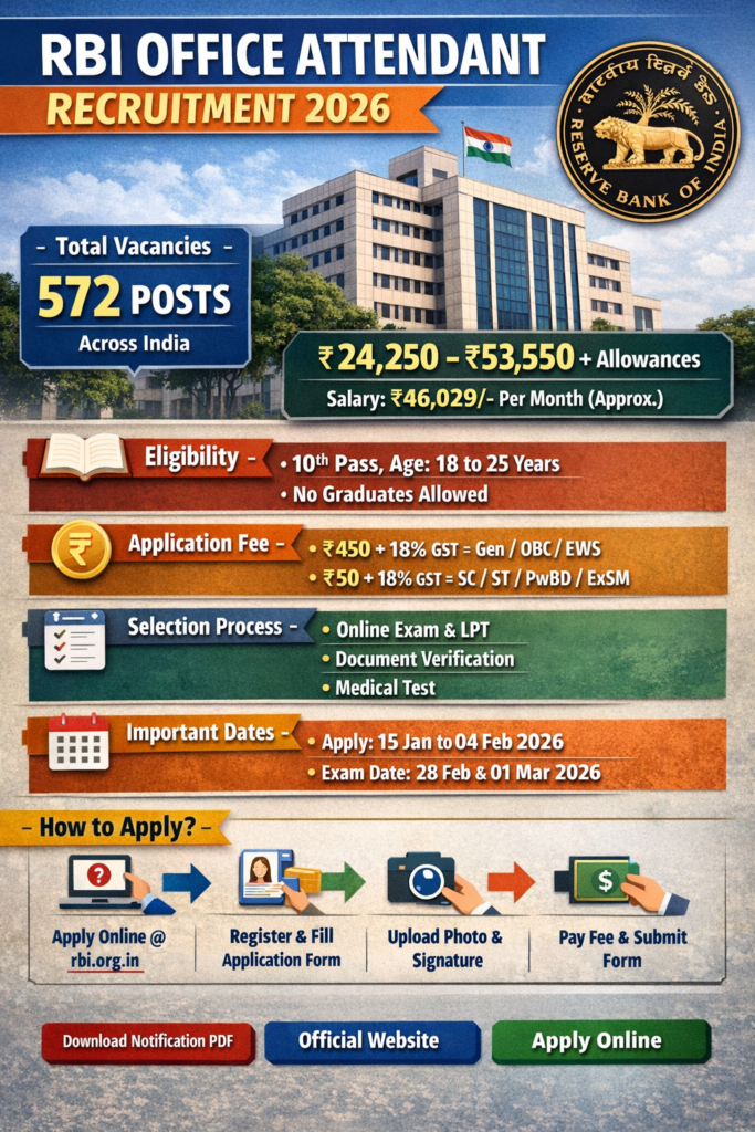 RBI Office Attendant Recruitment 2026