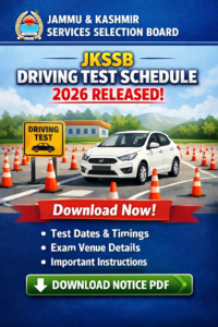 JKSSB Driving Test Schedule 2026